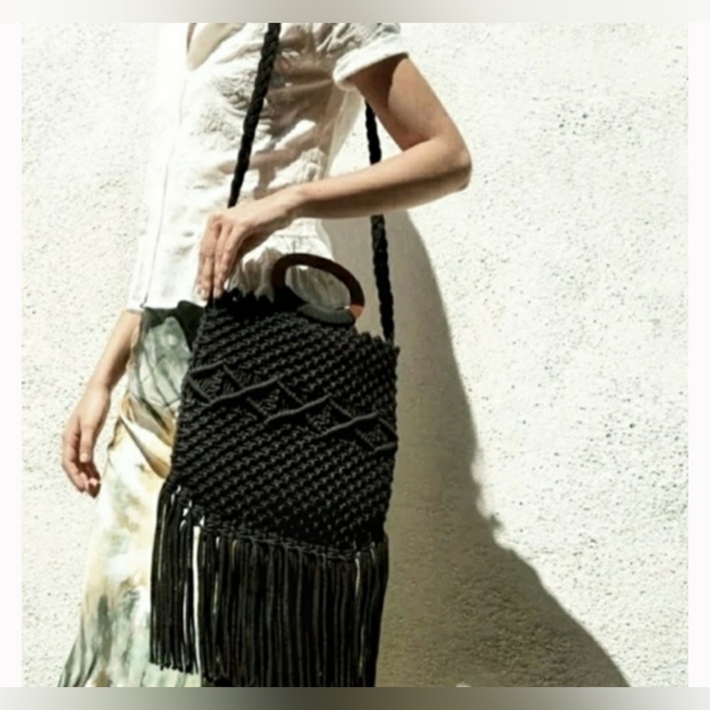Salenwot Danielle Nicole Macrame Crossbody Fringe… - image 3